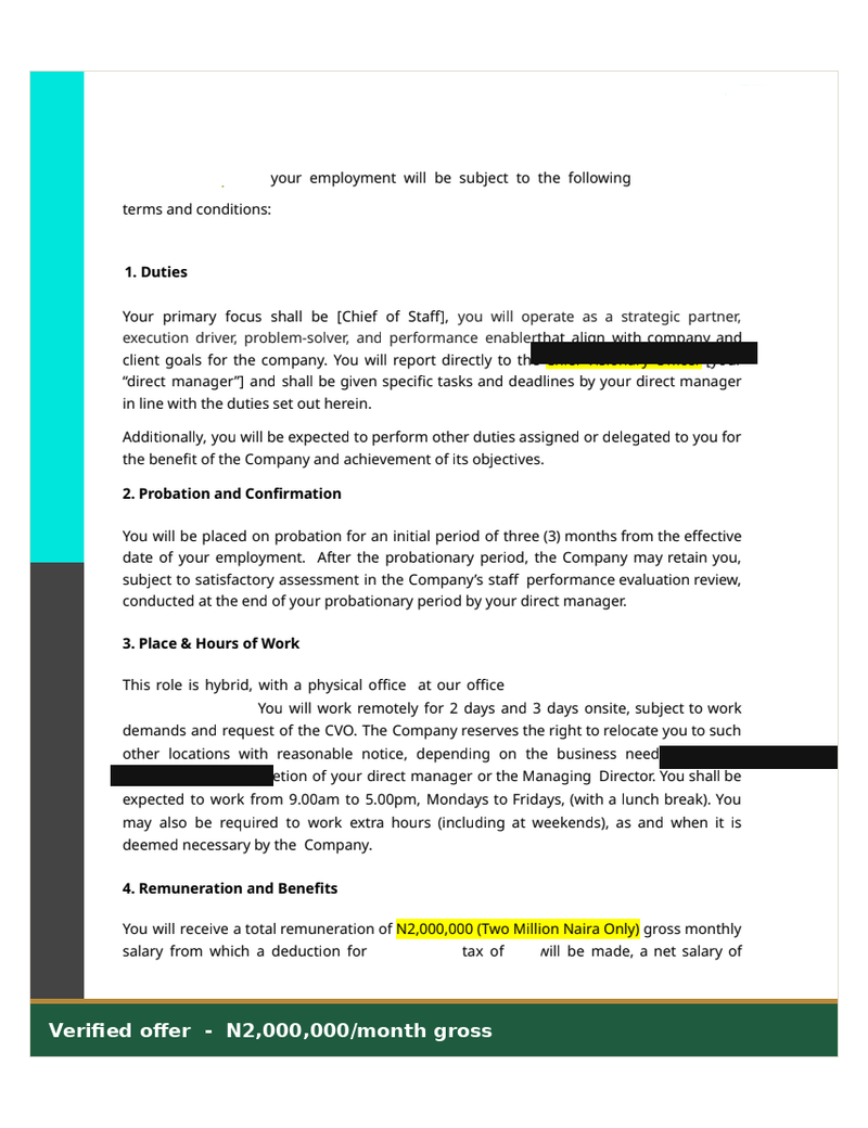 Verified offer, identifying details removed for privacy